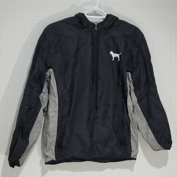PINK VS Sm Blk & Gry Windbrkr Jacket - Picture 1 of 6